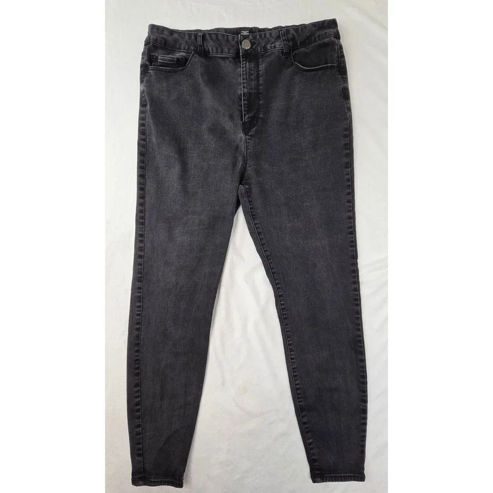 Forever 21+ Jeans Women 18 Black High Rise Skinny Faded Denim Excellent‎
